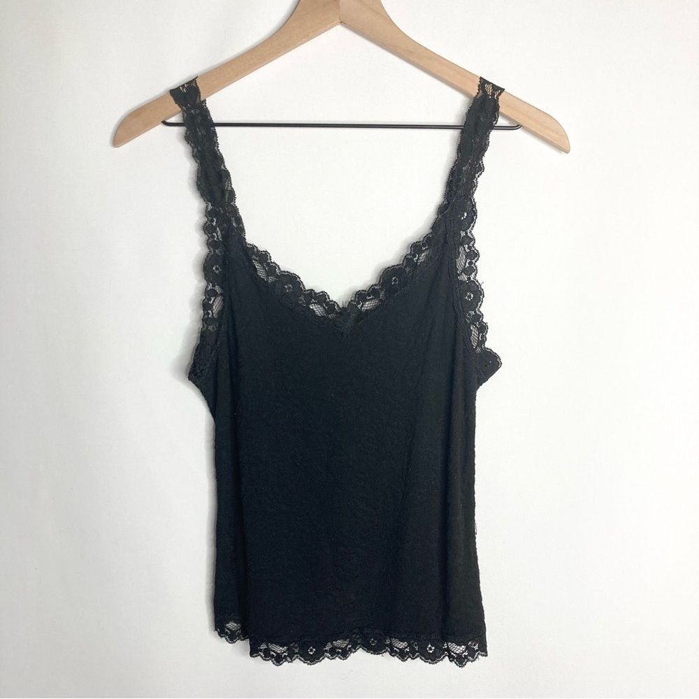 Y2K Arianne Black Lace Trim Cami Small